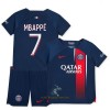 Officiële Voetbalshirt + Korte Broek Paris Saint-Germain Mbappé 7 Thuis 2023-24 - Kids